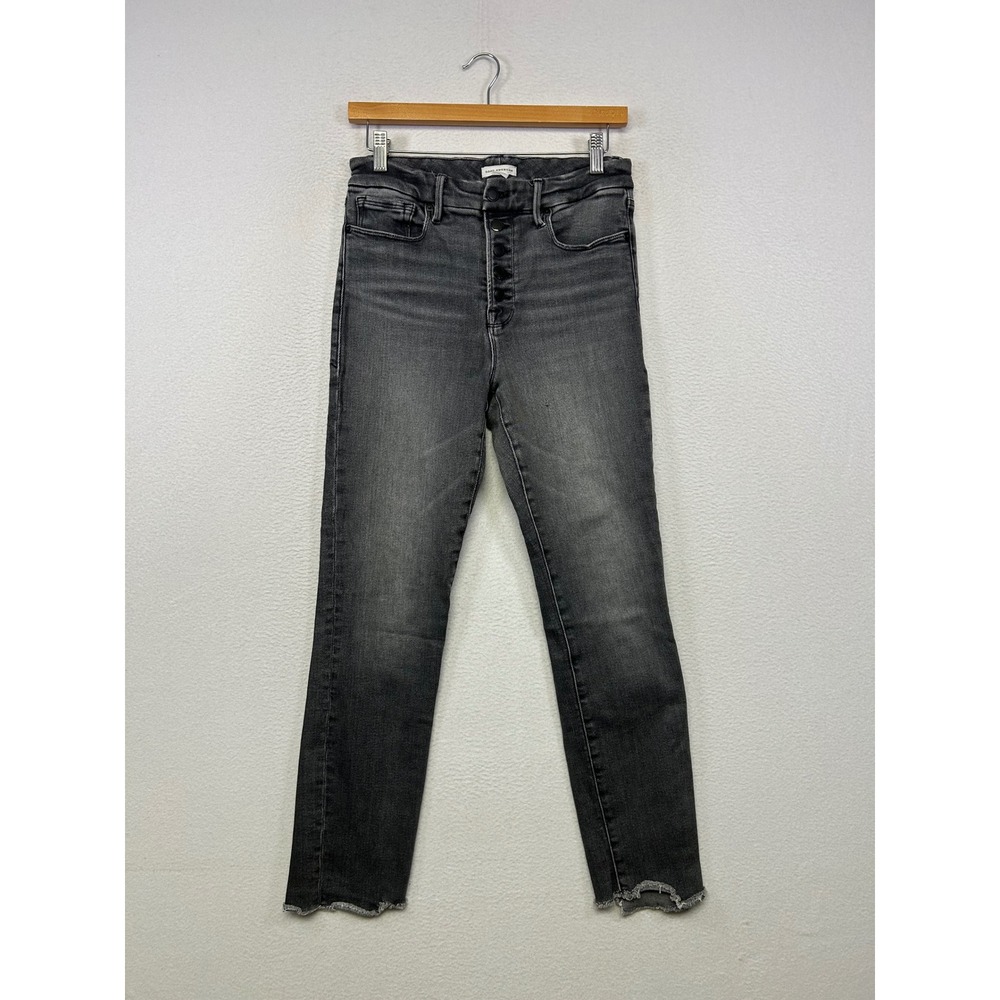 Grunge Good American Womens 6/28 Black Good Legs Raw Hem Skinny Jeans Edgy